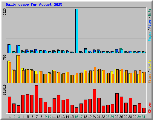 Daily usage for August 2025